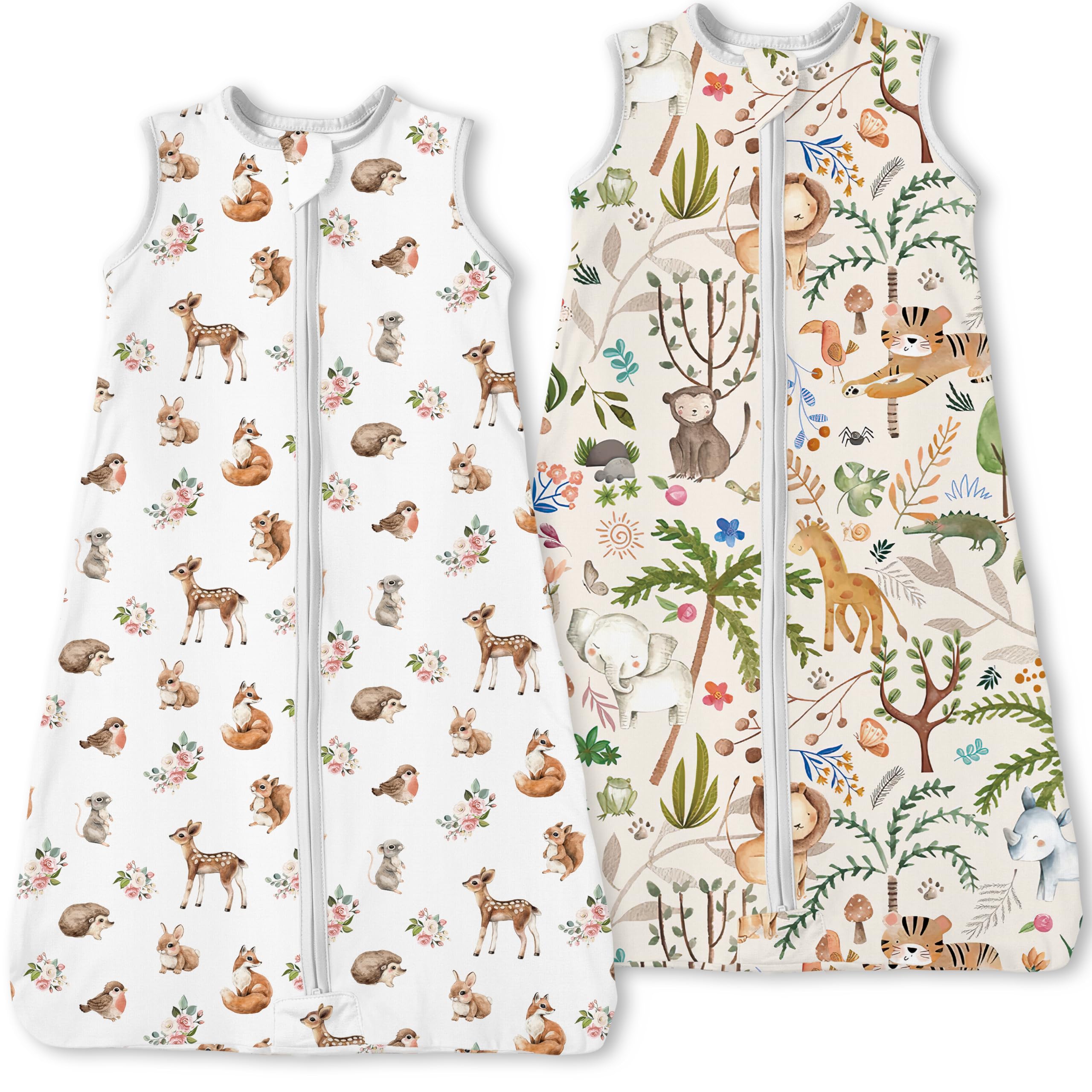 TOTBASIC Toddler Sleep Sack Forest Whimsy pack offers cozy, breathable summer sleep for toddlers.
