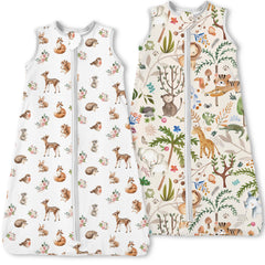 TOTBASIC Toddler Sleep Sack Forest Whimsy pack offers cozy, breathable summer sleep for toddlers.
