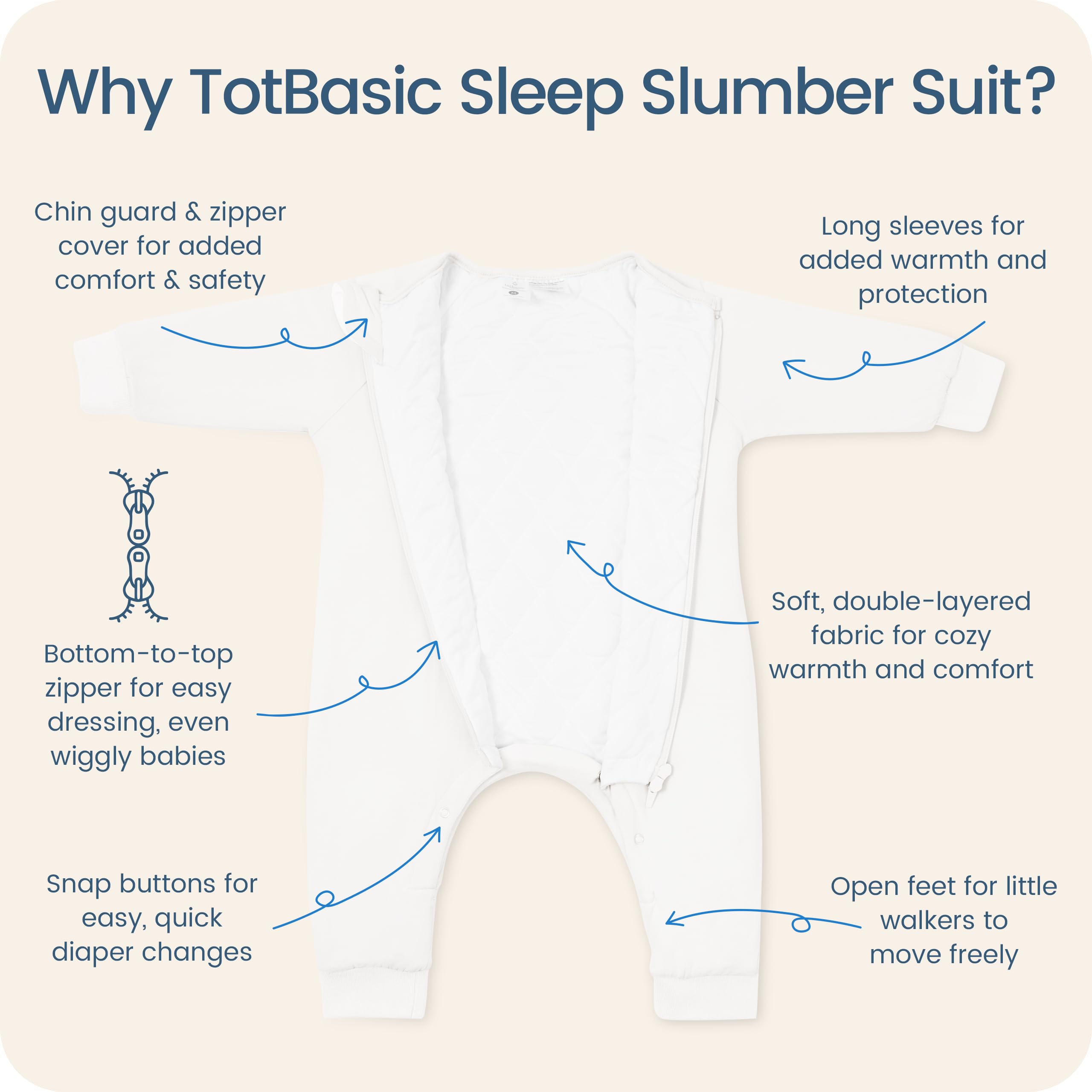 TOTBASIC Toddler Sleep Sack shows legs for mobility during sleep
