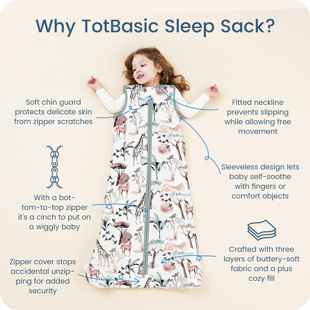 TOTBASIC Sleep Sack soft knit with cotton filling provides breathable comfort.