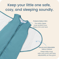 TOTBASIC baby swaddle fog close-up shows Velcro fasteners for gentle adjustable fit
