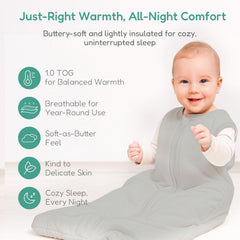 Totchill baby sleep sack 1.0 TOG insulation closeup showing warmth