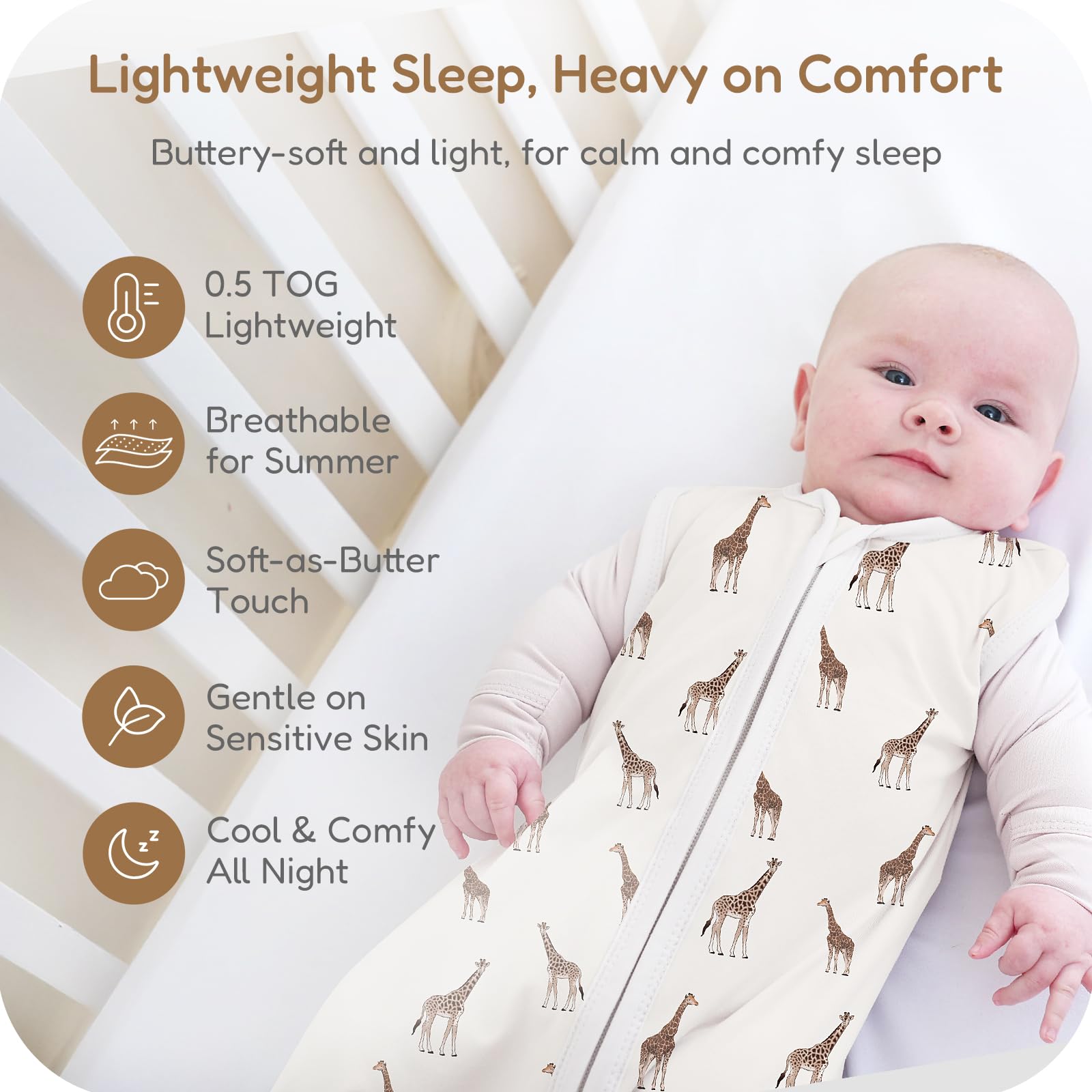 Totchill baby sleep sack bottom-zipper enables quick diaper changes.