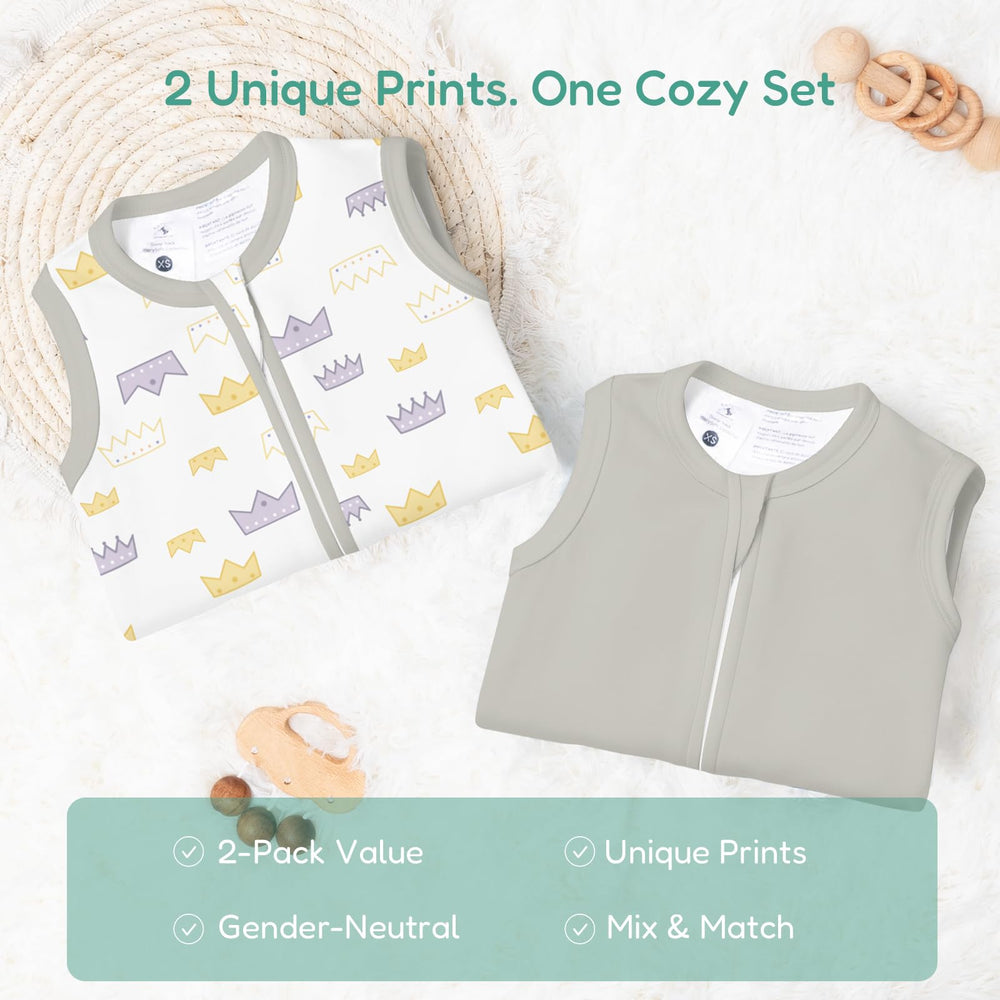 Totchill baby sleep sack duo-pack in neutral tones, giftable option
