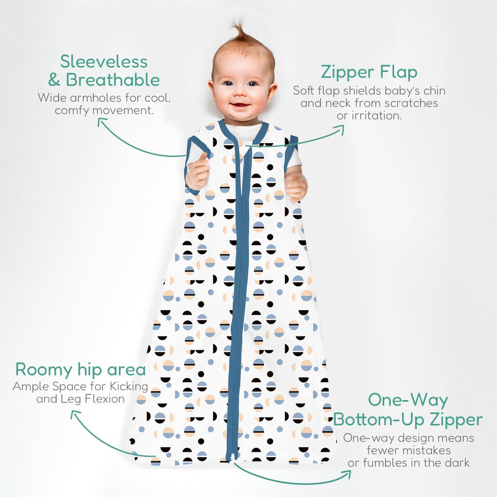 TOTCHILL sleep sack neck arm openings keep baby warm and secure.