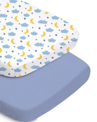 TotChill bassinet sheets two pack with unisex prints for easy nursery coordination