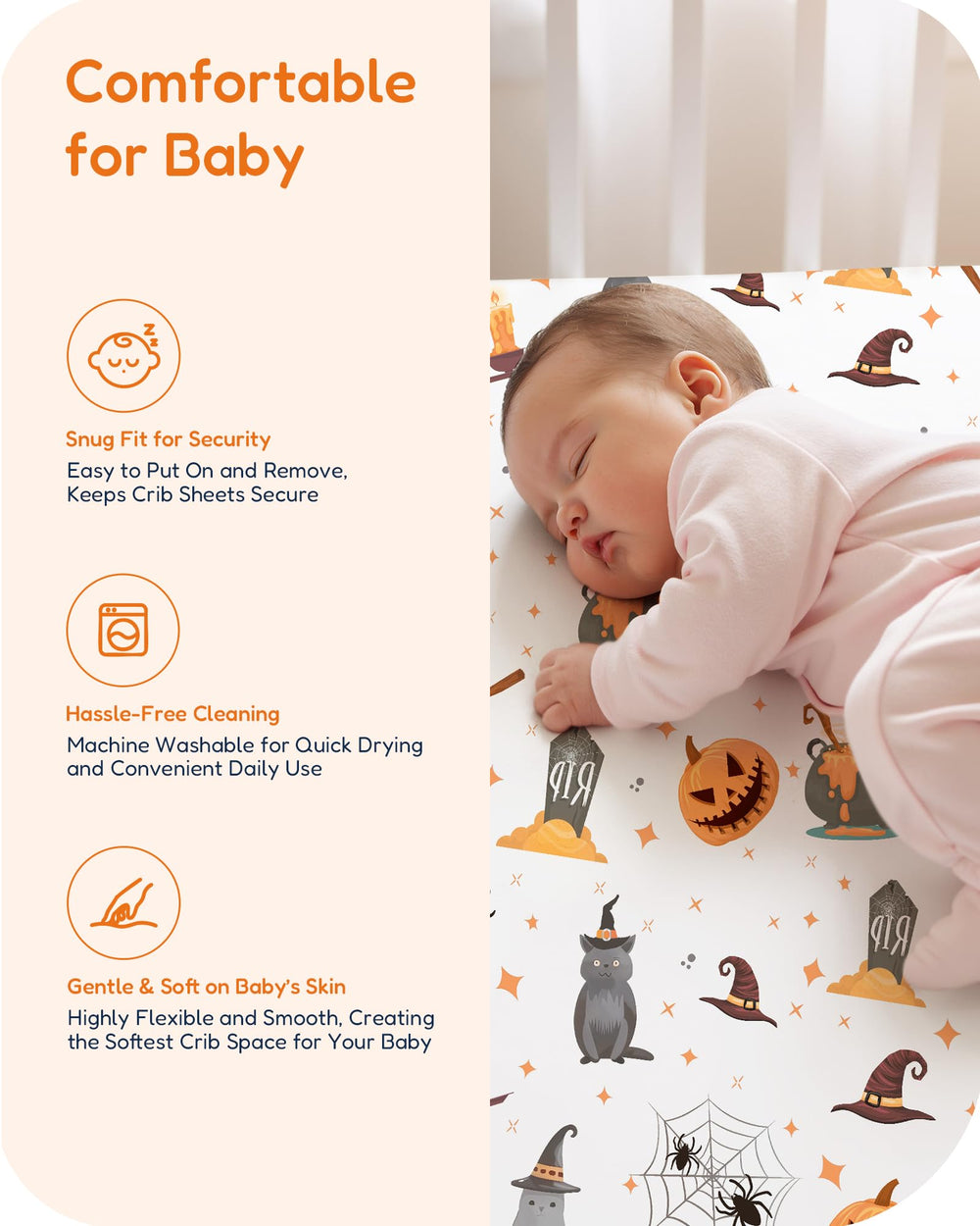 TotChill black-cat-pattern crib sheets blend playful style with a snug deep-pocket fit.