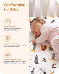 TotChill black-cat-pattern crib sheets blend playful style with a snug deep-pocket fit.