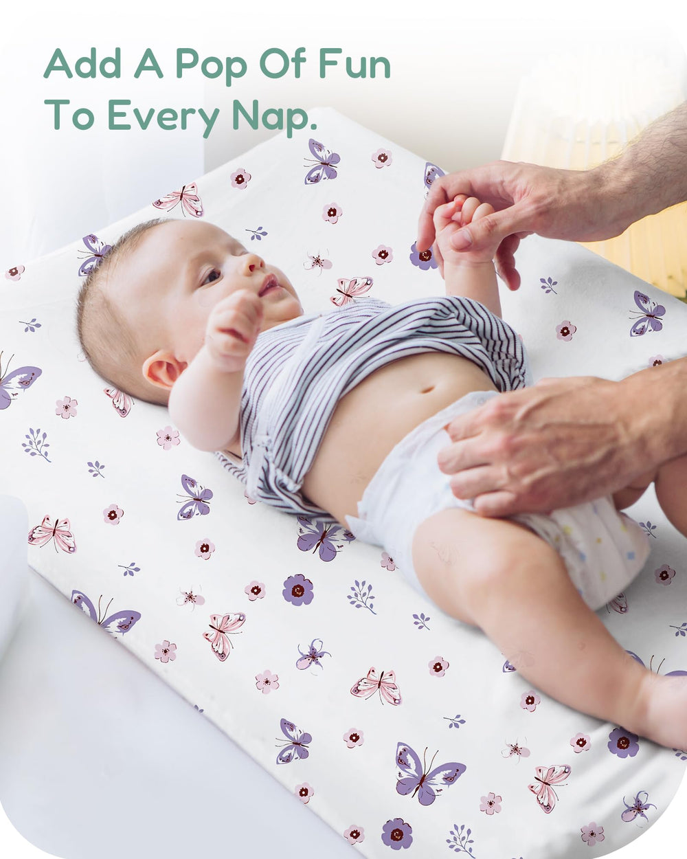 TotChill changing pad cover ultra-soft polyester fabric enhances baby comfort during every diaper change.