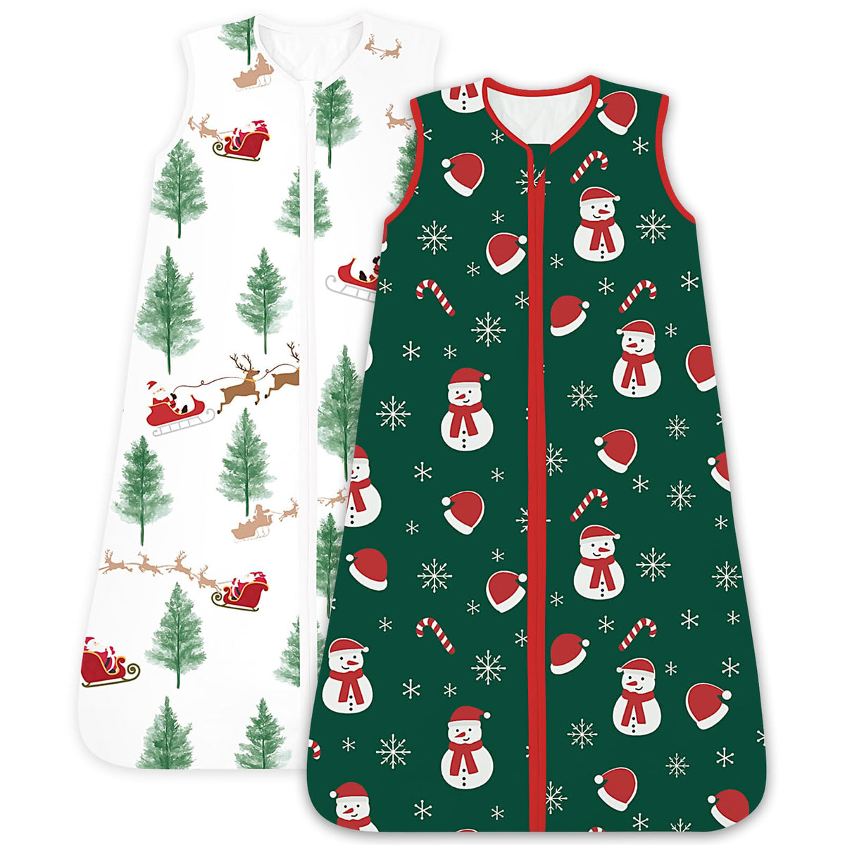 TOTCHILL Christmas sleep sack on baby provides warm, comfortable sleep.