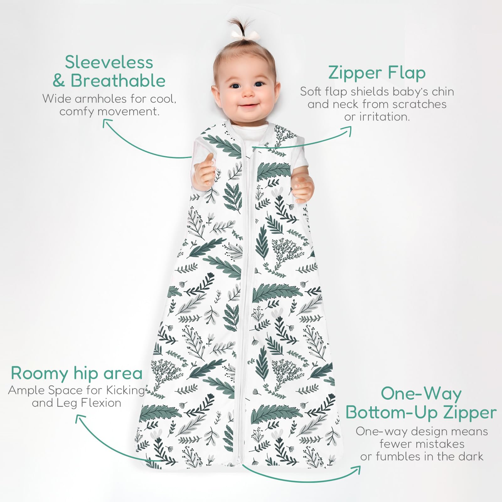 TOTCHILL bottom-zip sleep sack enables quick diaper changes without undressing.