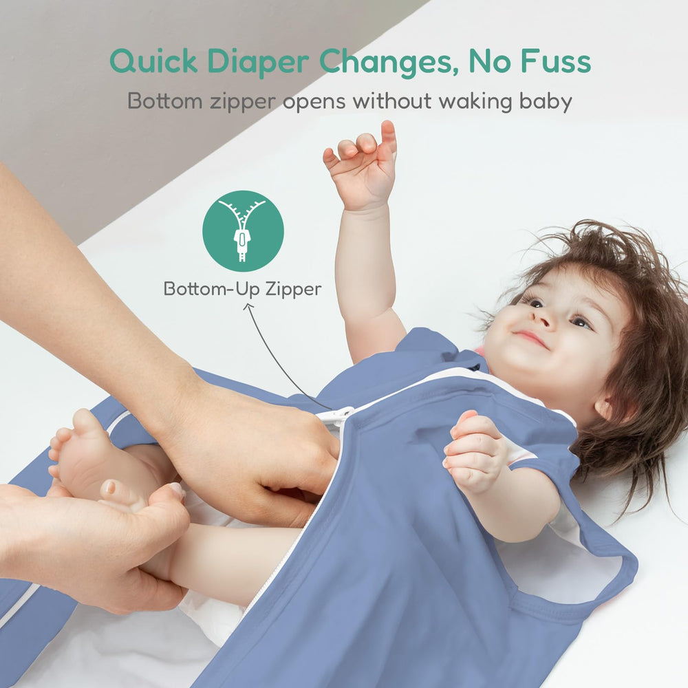 TOTCHILL sleep sack snug neck opening provides safe warmth without bulk.