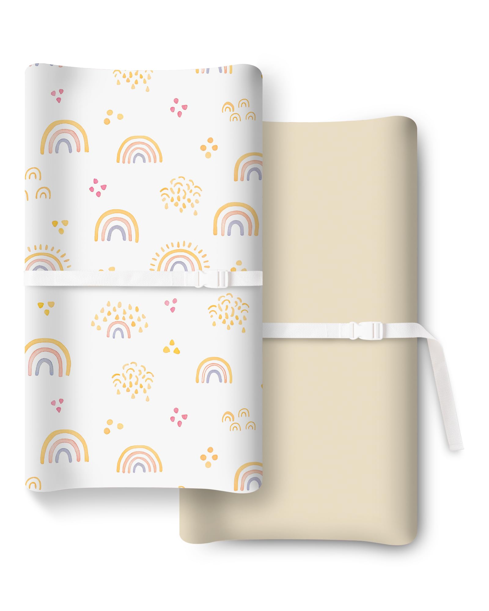 TOTCHILL changing pad cover with two-color design fits standard pads for stylish, coordinated nursery.