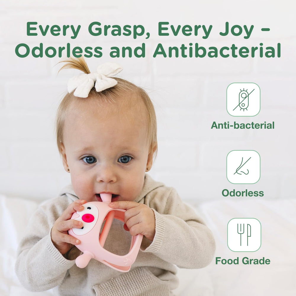 TOTCO multi-use teether soothes gums in car seats and high chairs