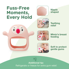 TOTCO pink teether dishwasher and freezer safe for quick cleanup
