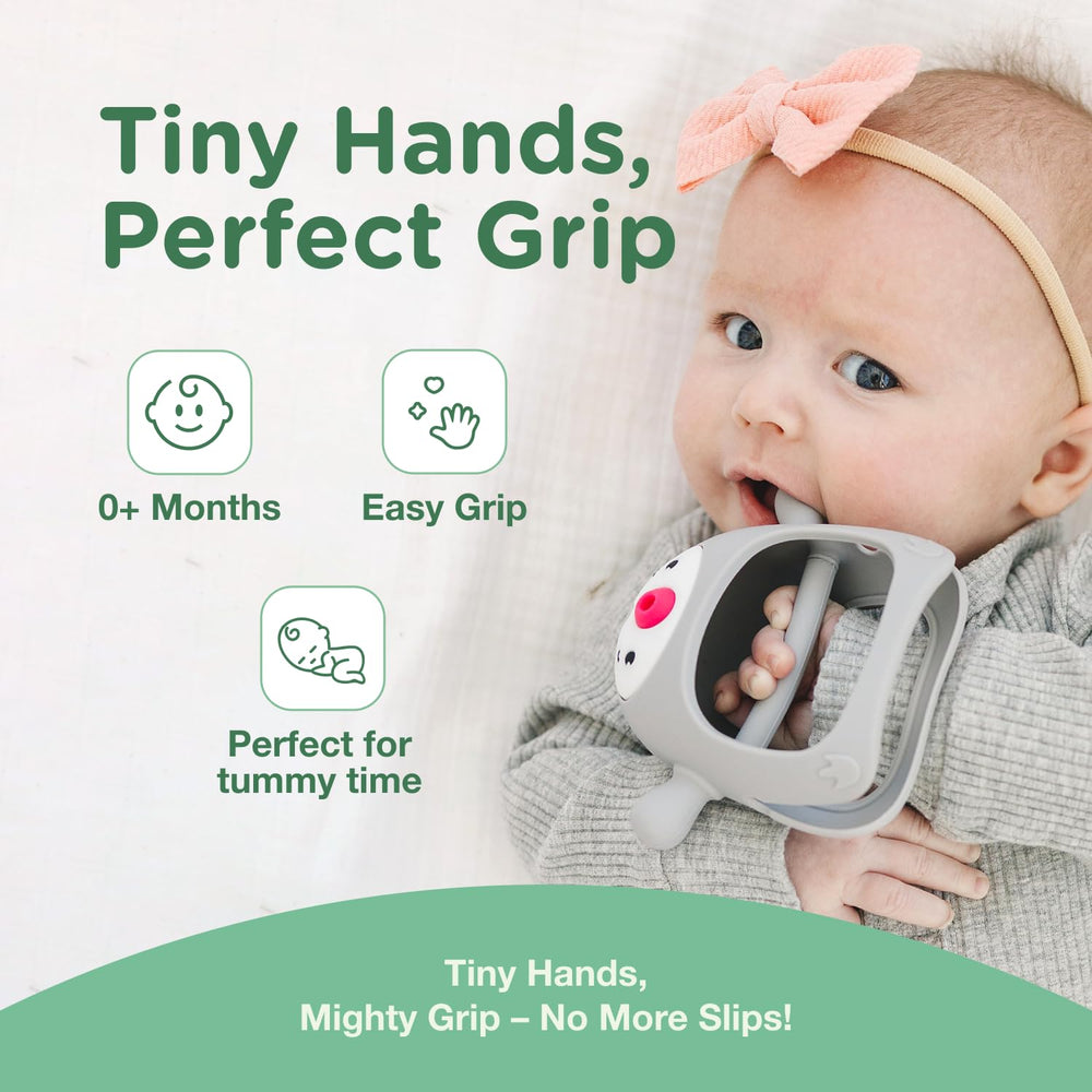 TOTCO teething pacifier for babies 3-6 months showing safe silicone comfort.