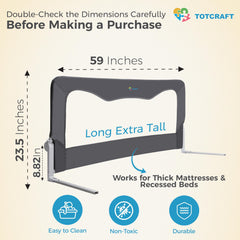 TotCraft bed rail gray finish closeup highlights sturdy metal and kid-friendly color