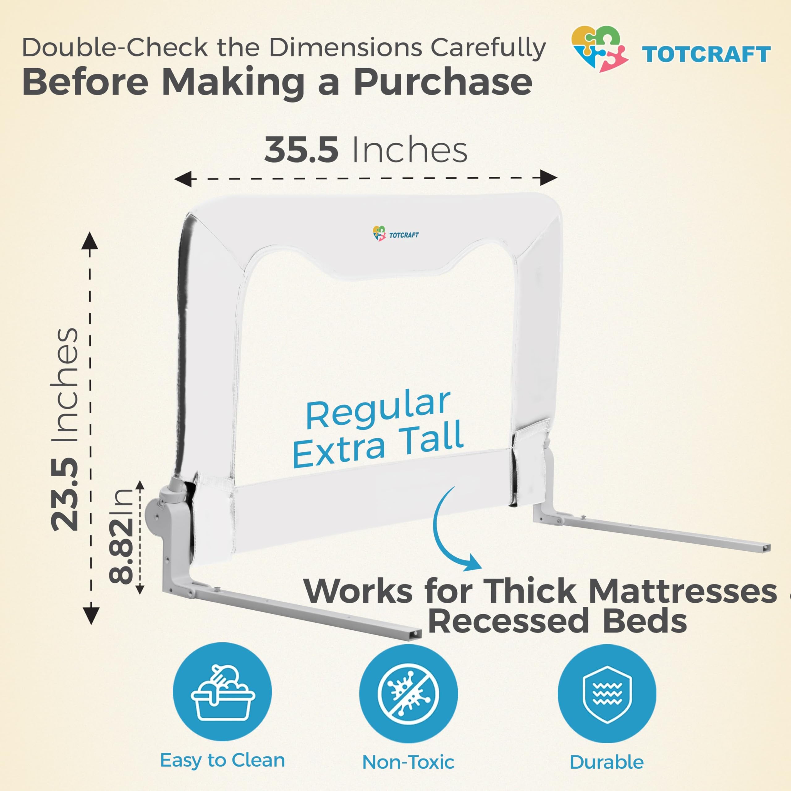 TotCraft bed-rail-installed-bedroom demonstrates secure toddler sleep