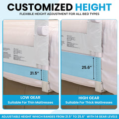 TotCraft FlexGuard 59-inch length option fits larger beds