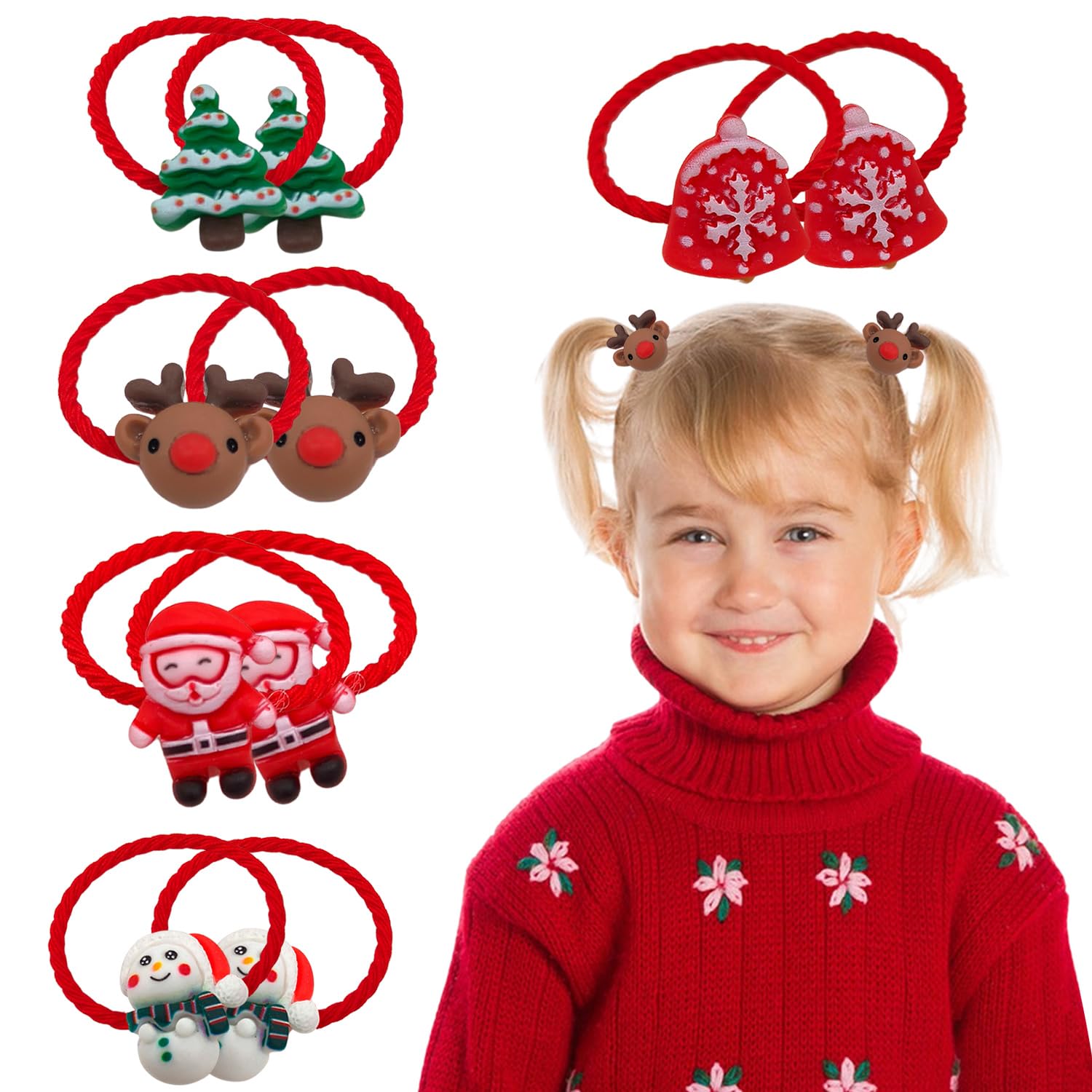 Totelux Snowman Christmas hair ties securely hold festive girls ponytails.