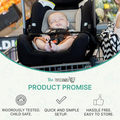 Totes Babies shopping-cart insert secures the car seat for safe groceries.