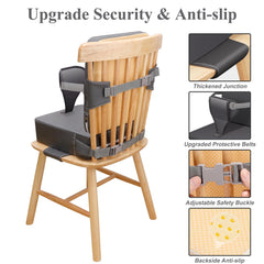 TOTIDYH dining chair booster features four safety belts for secure fit.