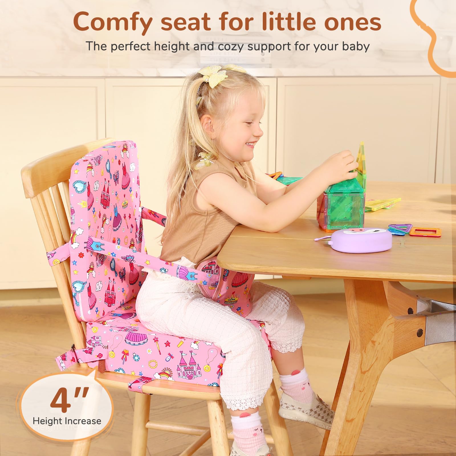 TOTIDYH booster seat removable cover supports hygienic cleaning.