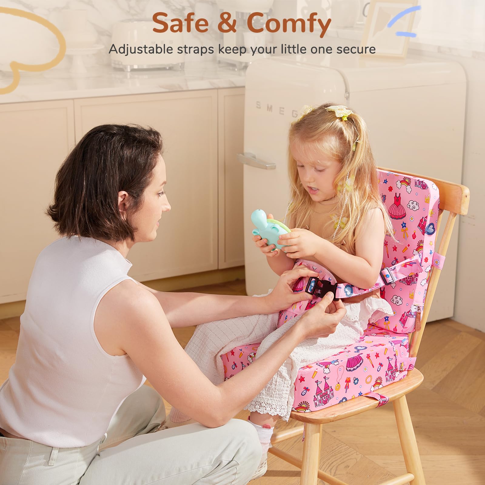 TOTIDYH booster seat waterproof cover cleans spills quickly.