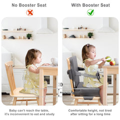 TOTIDYH booster seat shows waterproof PU for easy wipe-clean surfaces.