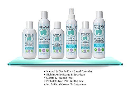 TotLogic sulfate-free kids shampoo USA-made badge signals quality and safety standards.