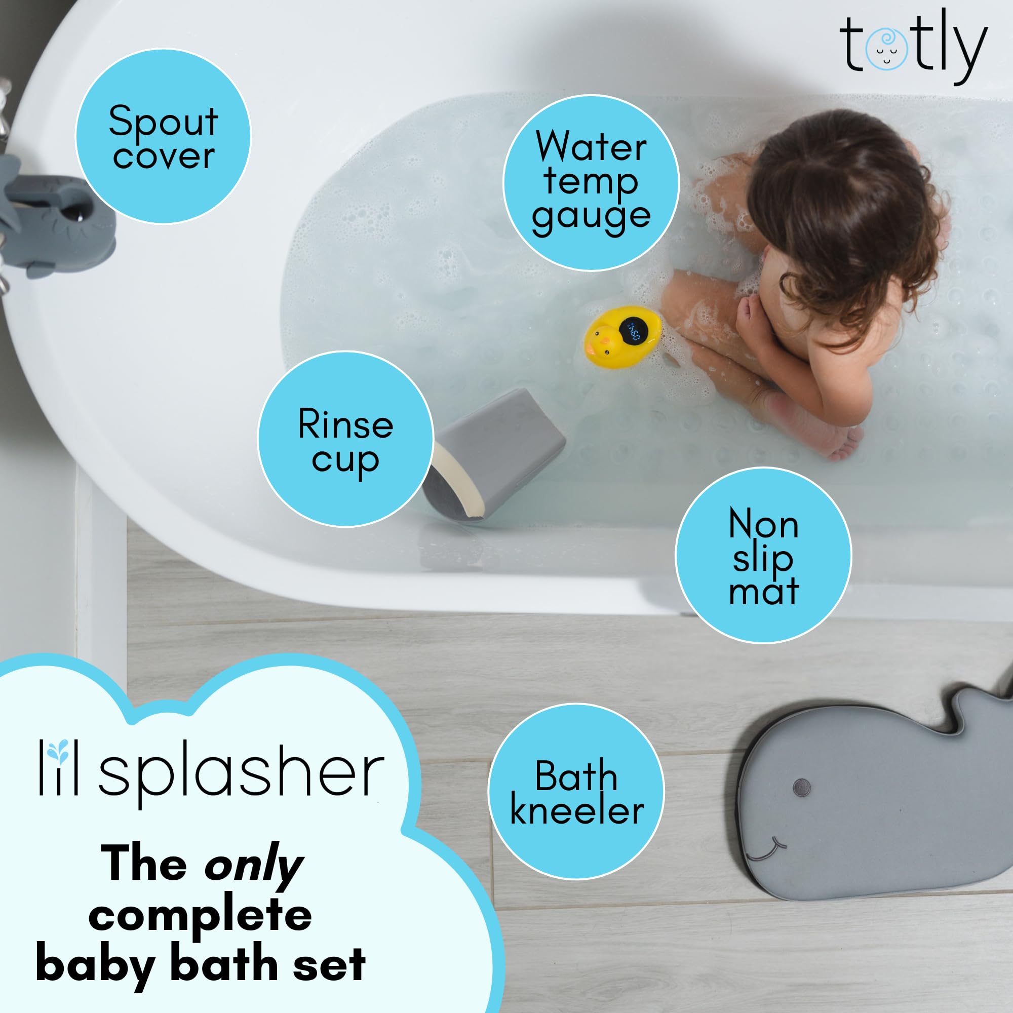 totly baby bath set non-slip mat closeup showing secure footing.