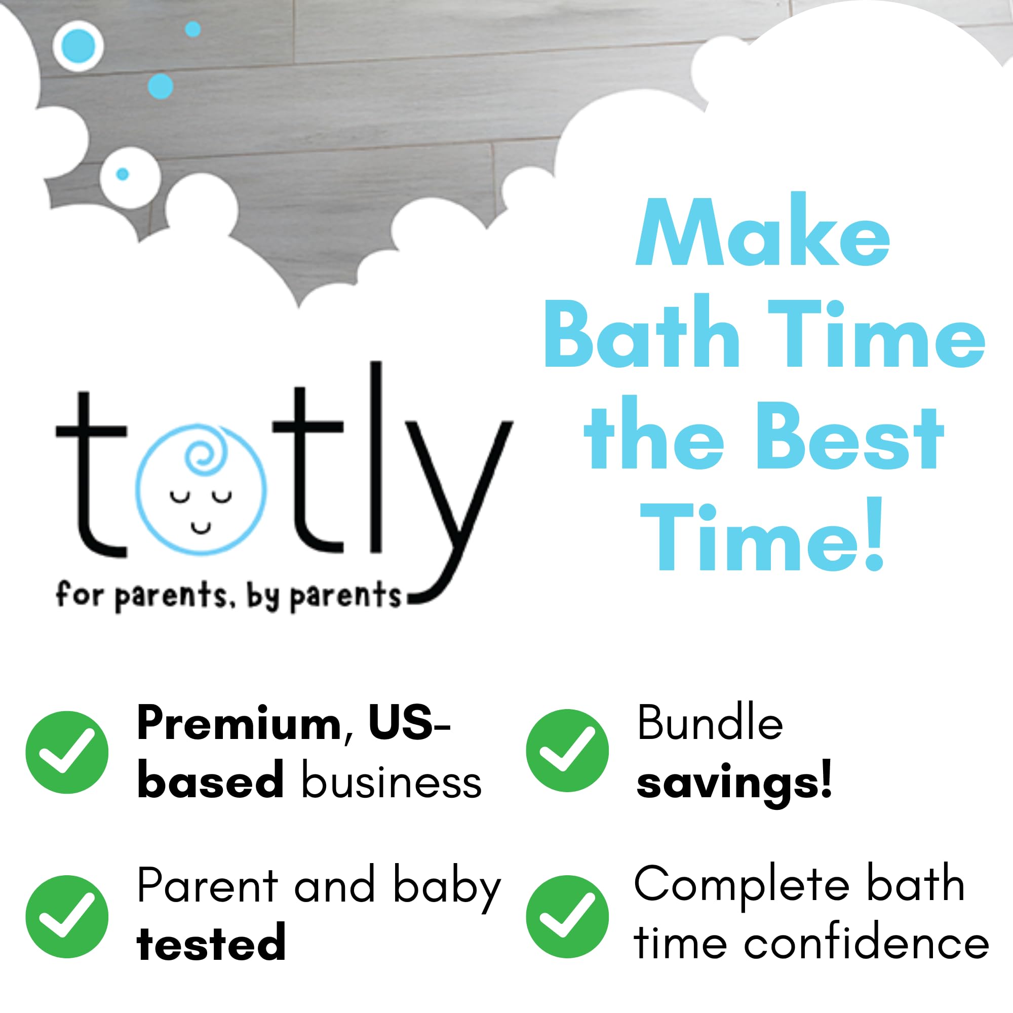 totly baby bath set thermometer dial with clear temperature readings.