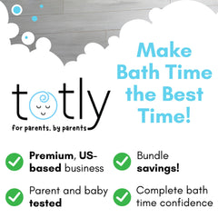 totly baby bath set thermometer dial with clear temperature readings.
