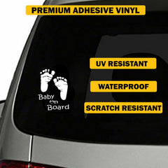 TOTOMO Baby on Board die-cut vinyl close-up highlights crisp lettering and finish for clear visibility.