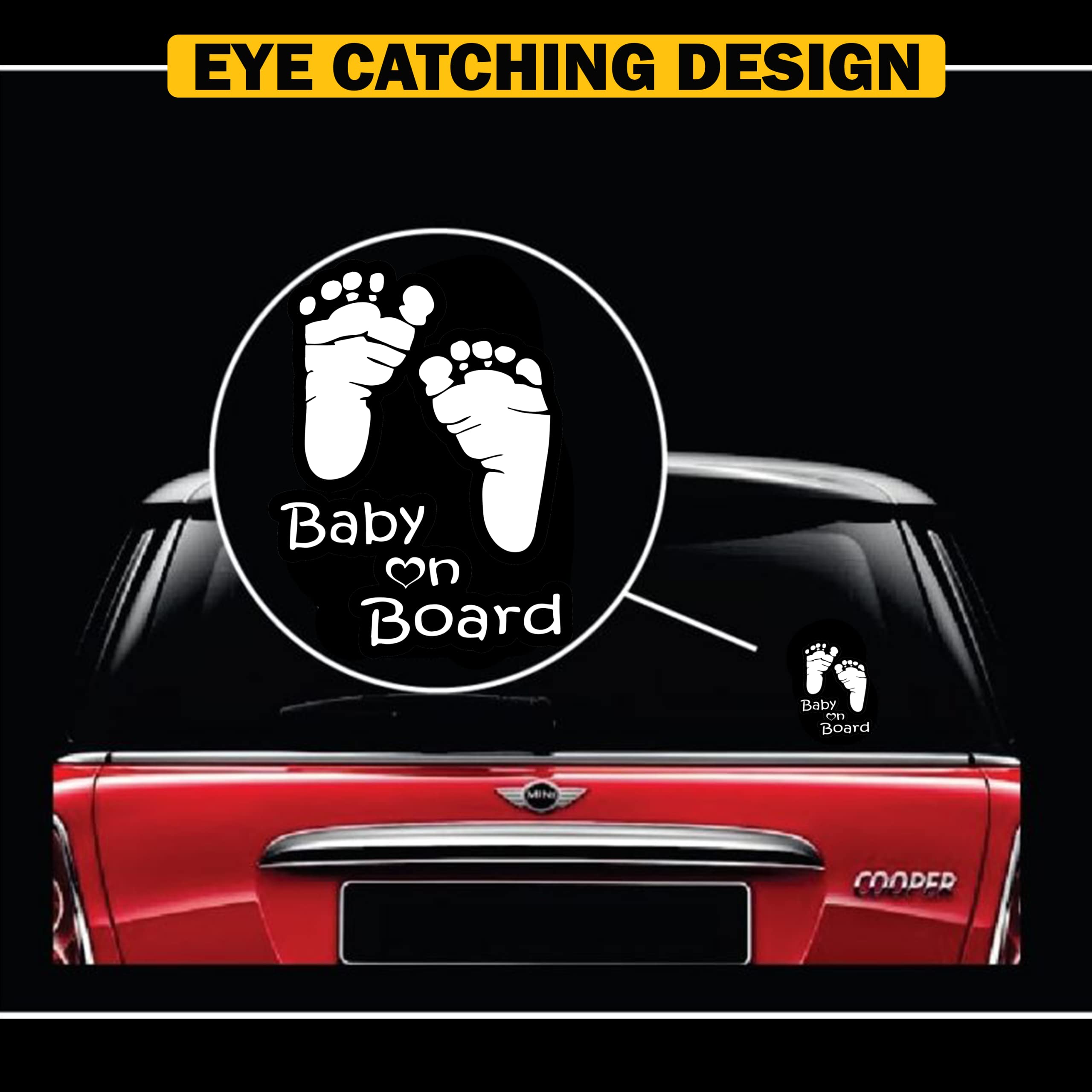 TOTOMO Baby on Board side bumper view showing visibility from multiple angles.