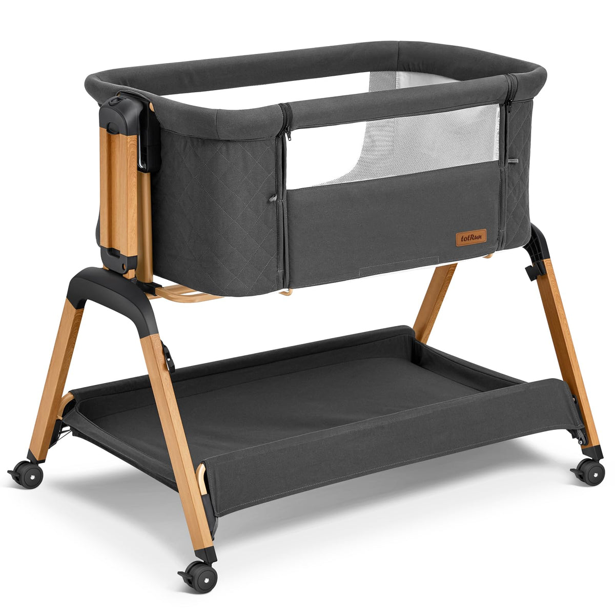 TotRun bassinet bedside sleeper black assembly for quick setup and secure sleep.