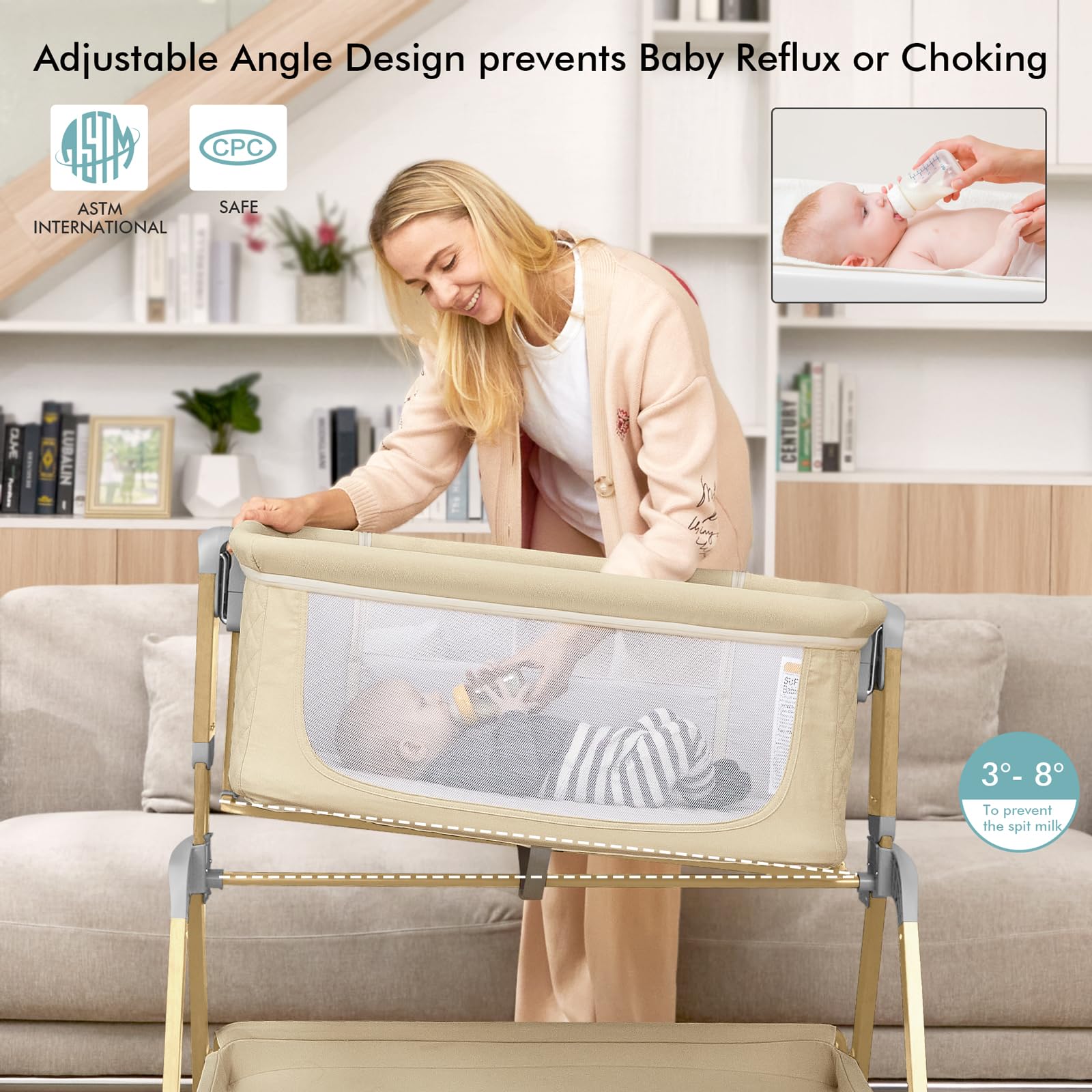 TotRun bassinet bedside sleeper multi-function design serving as bassinet and play area.