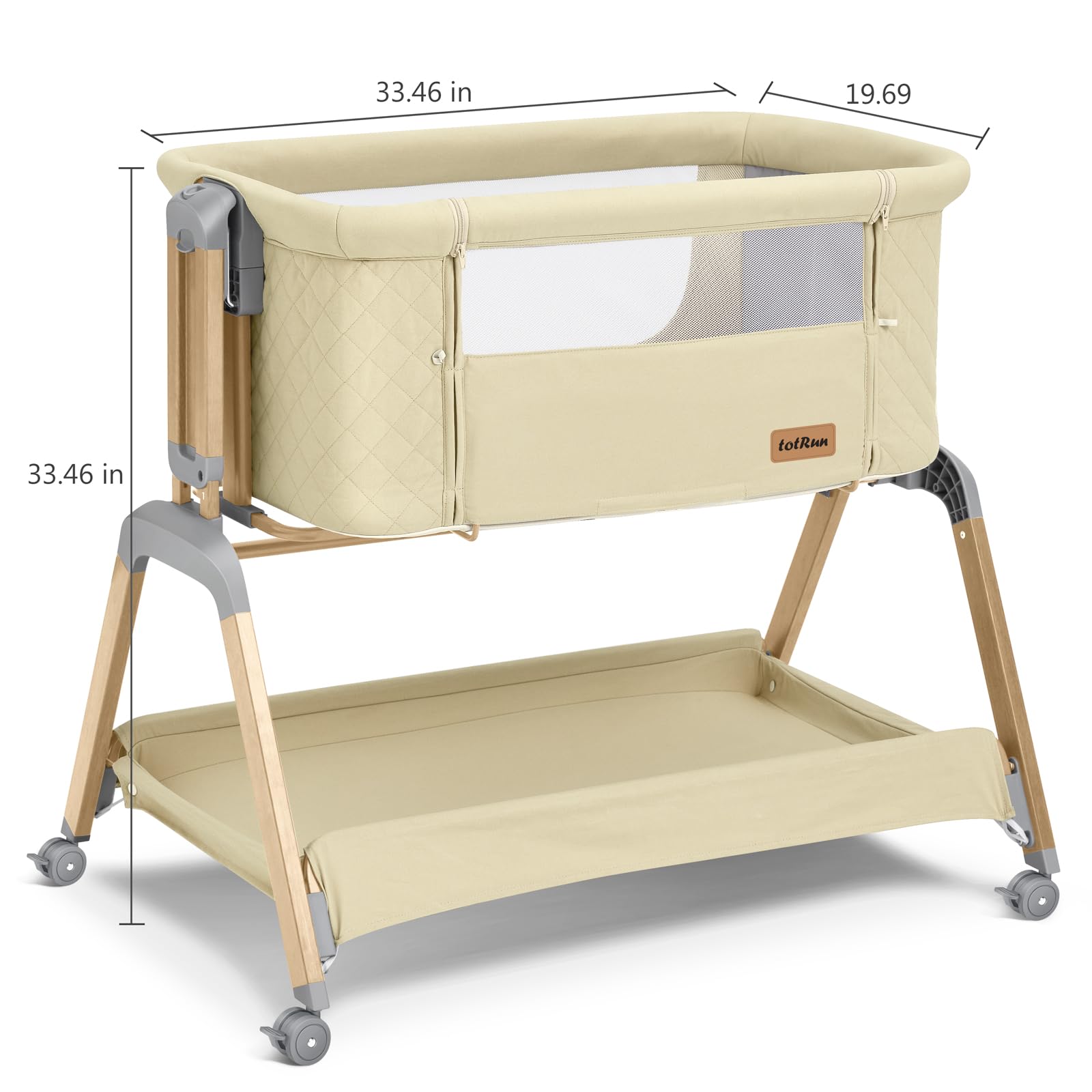 TotRun bassinet bedside sleeper 5-height adjustable setup grows with baby.