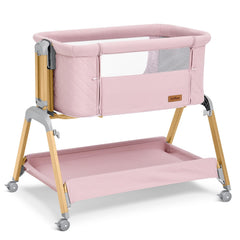 TotRun bassinet bedside sleeper pink assembly view showing easy setup and safe sleep