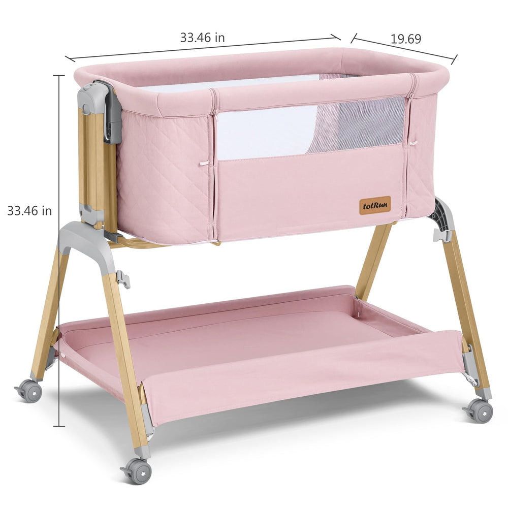 TotRun bassinet bedside sleeper pink multifunction design supports playtime and close proximity