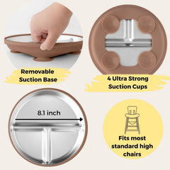 TOTS GROUND TinyBites Duo stainless steel plates resist stains and odors for fresh meals.
