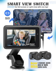 Totsafe 220 degree panoramic coverage from dual 110 degree lenses for full backseat view.