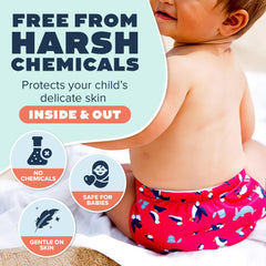 TotsBots reusable swim diapers hook-loop closure enables quick changes