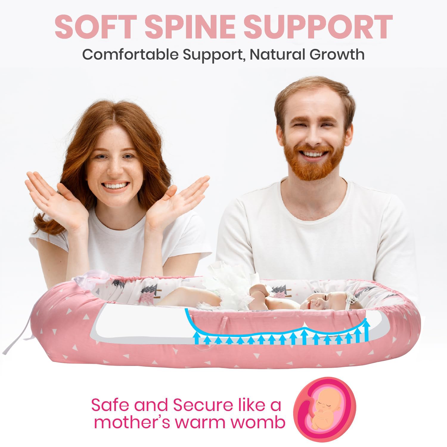 Totsi baby lounger bonding moments image emphasizes close family time.