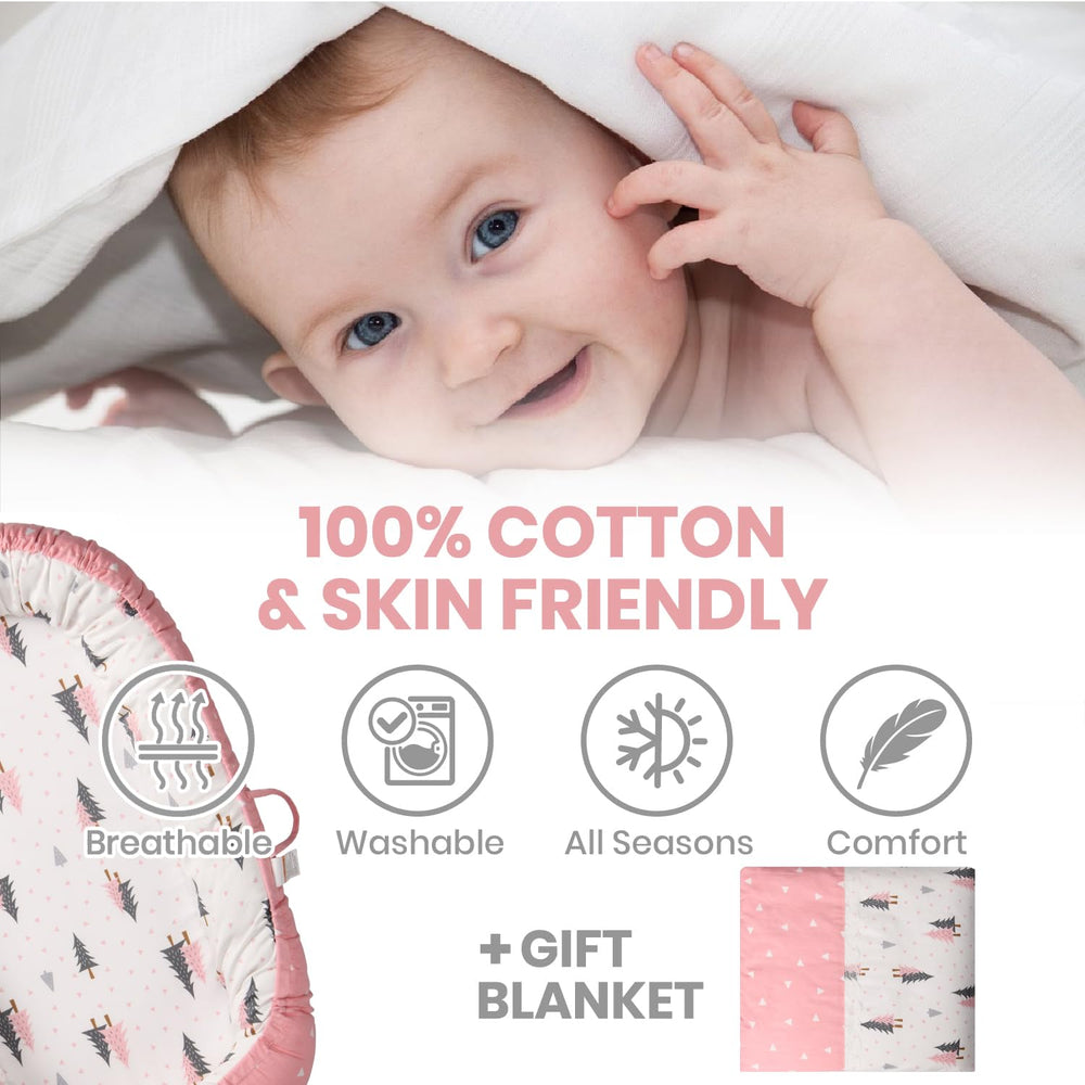 Totsi baby lounger pillow support enhances upper-body comfort during supervised time.