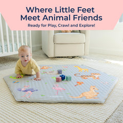 TotsyTrove Safari design playmat displaying kids using soft padding