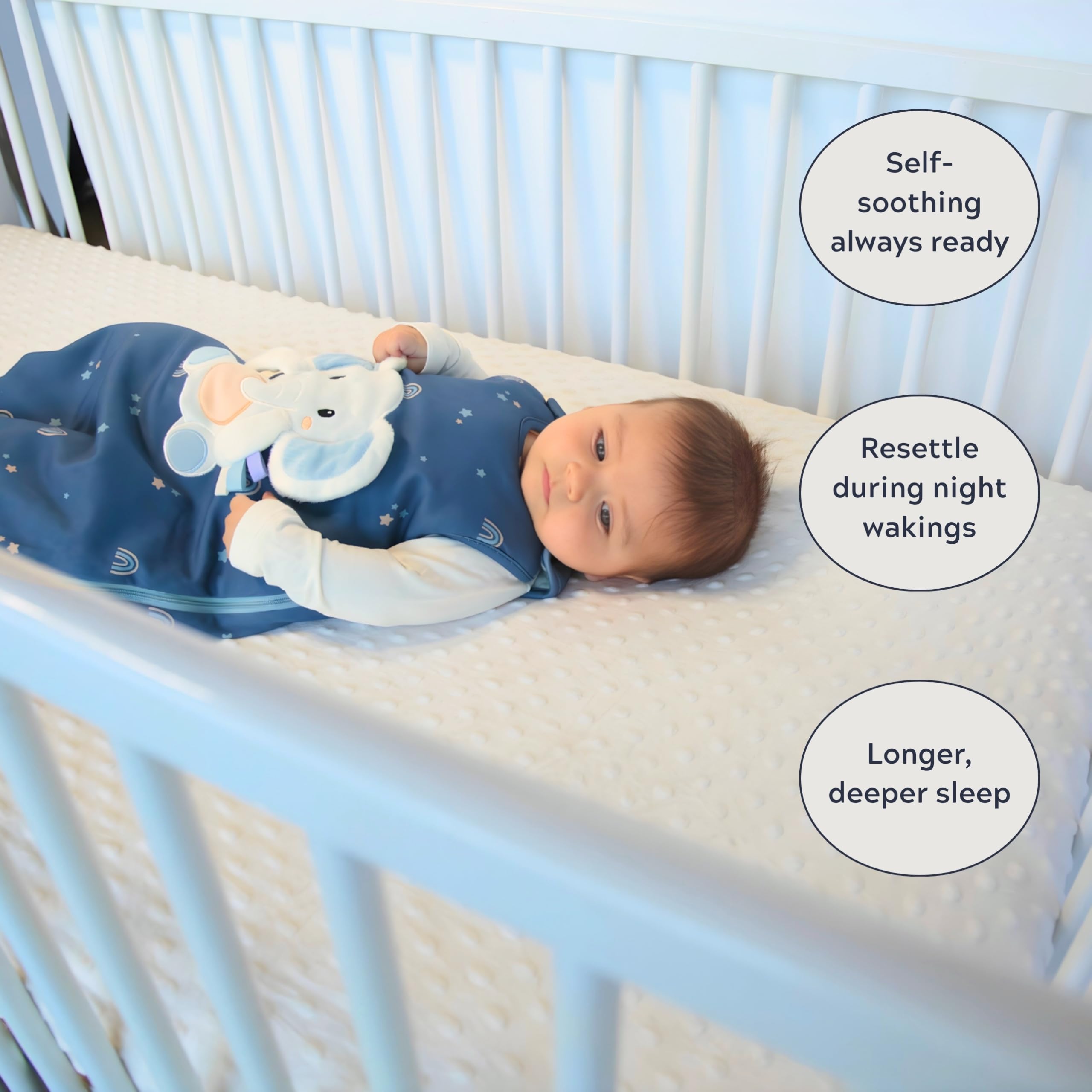 Toucan Baby adjustable shoulder snaps grow with baby for continued use.