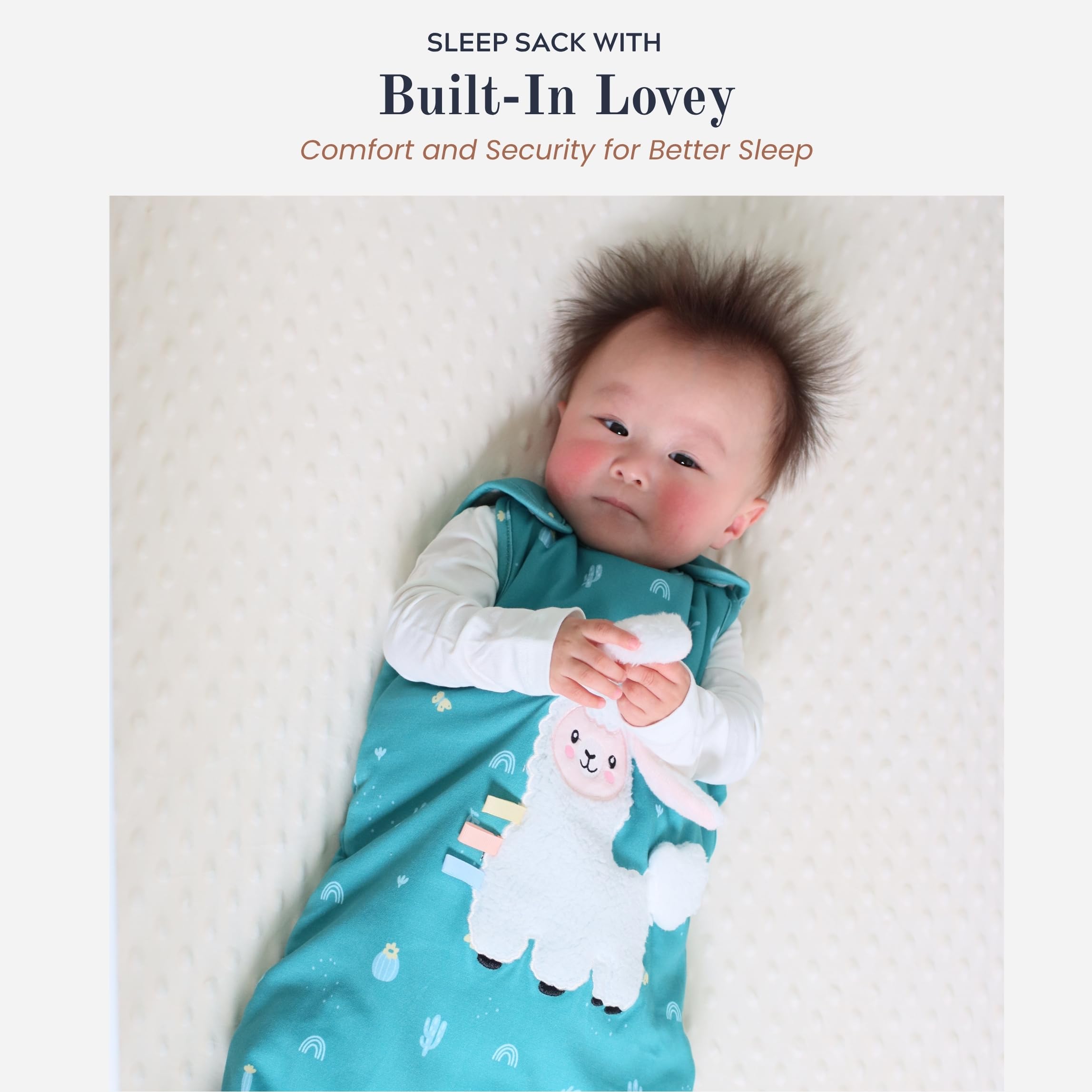 Toucan Baby sleep sack plush textures under fingertips invite self-soothing.