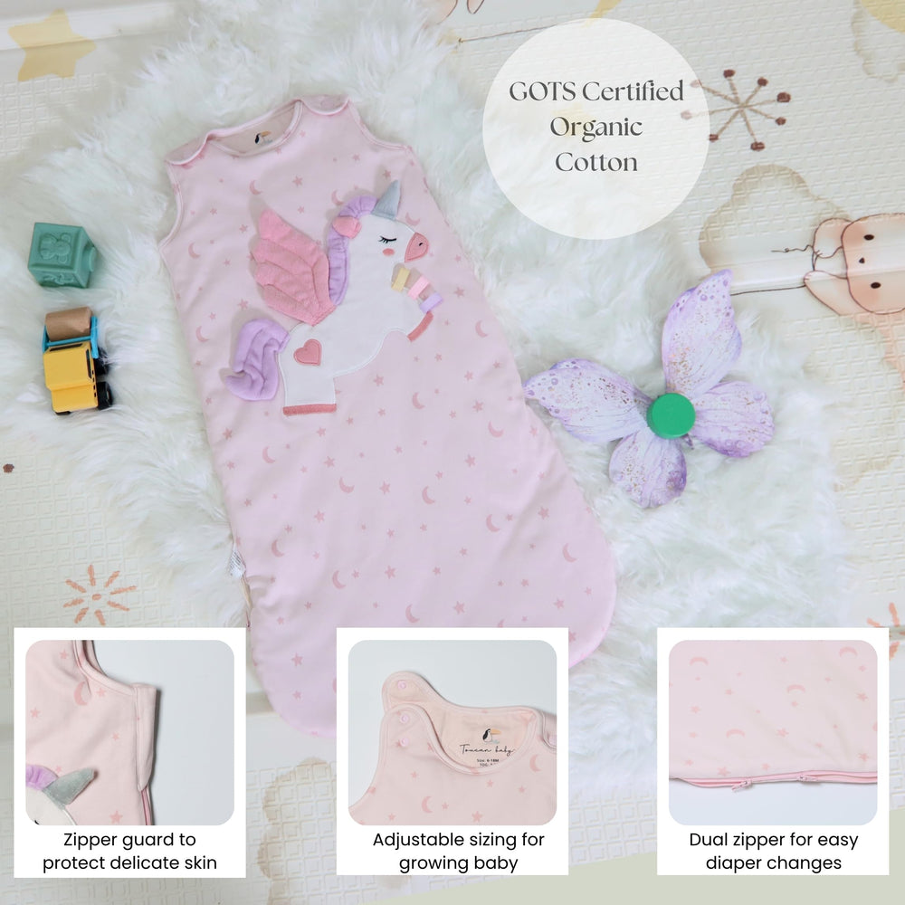 Toucan Baby sleep sack two-way zipper for easy diaper changes