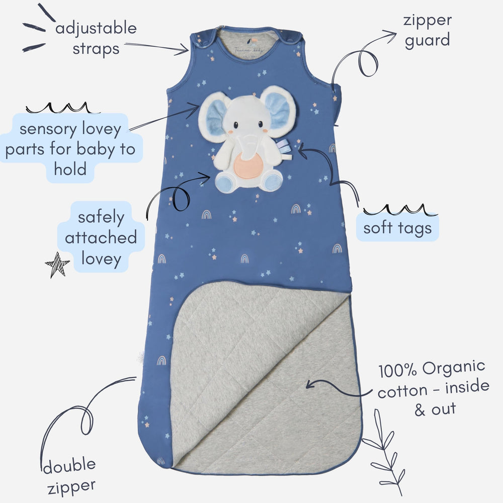 Toucan Baby wearable blanket focused on safety features and fabric quality.